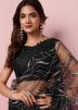 Black Embroidered Saree In Net