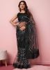Black Embroidered Saree In Net