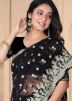 Black Thread Embroidered Net Saree