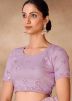 Lavender Sequins Embellished Saree In Net