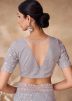 Grey Net Sequins Embellished Saree 