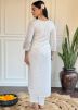 White Sequin Work Salwar Suit Set In Viscose