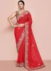 Red Handwork Embroidered Georgette Saree