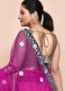 Pink Handwork Embroidered Net Saree