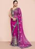 Pink Handwork Embroidered Net Saree