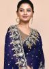 Navy Blue Handwork Georgette Saree & Blouse