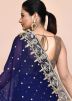 Navy Blue Handwork Georgette Saree & Blouse