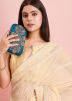 Beige Sequins Work Saree In Art Silk
