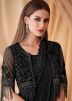 Black Embroidered Jacket Style Georgette Saree