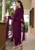 Purple Thread Work Readymade Pant Suit Set