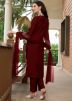 Maroon Thread Work Readymade Pant Suit Set