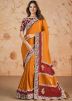 Orange Embrodere Georgette Saree