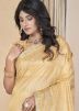 Yellow Embroidered Linen Saree