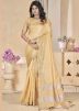Yellow Embroidered Linen Saree