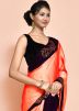 Orange Stone Work Saree In Satin