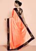 Orange Stone Work Saree In Satin
