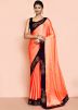 Orange Stone Work Saree In Satin