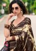 Brown Printed Satin Saree