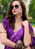 Purple Printed Saree With Blouse