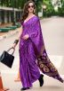 Purple Printed Saree With Blouse