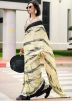 Cream Printed Saree With Blouse