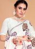 White Georgette Saree In Sequins Work