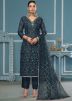Blue Embroidered Salwar Suit Set