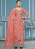 Peach Embroidered Salwar Suit Set