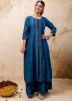 Blue Sequin Embroidered Salwar Suit Set