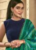 Green Digital Print Saree In Satin