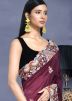 Purple Resham Work Saree In Crape