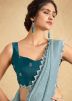 Grey Silk Saree In Thread Embroidery