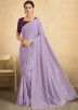 Purple Thread Embroidered Silk Saree