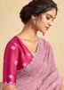Mauve Pink Sequins Work Saree
