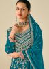 Blue Sequin Work Chiffon Salwar Suit Set