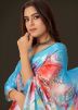 Multicolor Digital Printed Saree In Satin