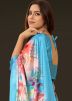 Multicolor Digital Printed Saree In Satin