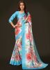 Multicolor Digital Printed Saree In Satin
