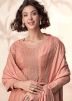 Peach Sequin Work Anarkali Salwar Suit Set