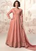 Peach Sequin Work Anarkali Salwar Suit Set