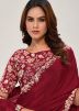 Maroon Satin Saree With Blouse