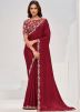Maroon Satin Saree With Blouse