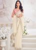 Off White Embroidered Border Chiffon Saree