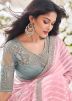 Light Pink Embroidered Georgette Saree