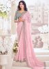 Light Pink Embroidered Georgette Saree