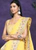Yellow Thread Embroidered Satin Silk Saree