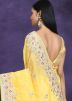 Yellow Thread Embroidered Satin Silk Saree