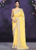 Yellow Thread Embroidered Satin Silk Saree