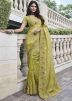 Green Embroidered Border Viscose Saree