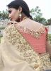 Cream Embroidered Border Viscose Saree